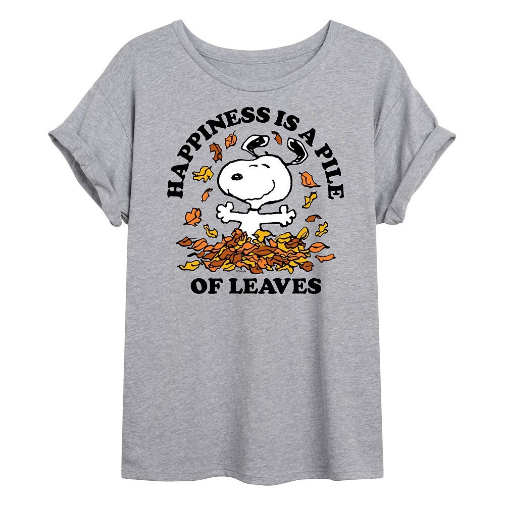 

Детская футболка большого размера с рисунком Happy Snoopy Peanuts "Fall Leaves" Licensed Character, серый