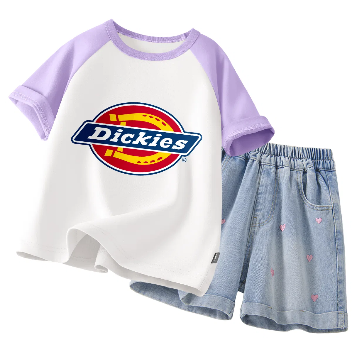 Детский спортивный комплект с принтом Dickies, Standard Purple White+Solid Color Denim Blue