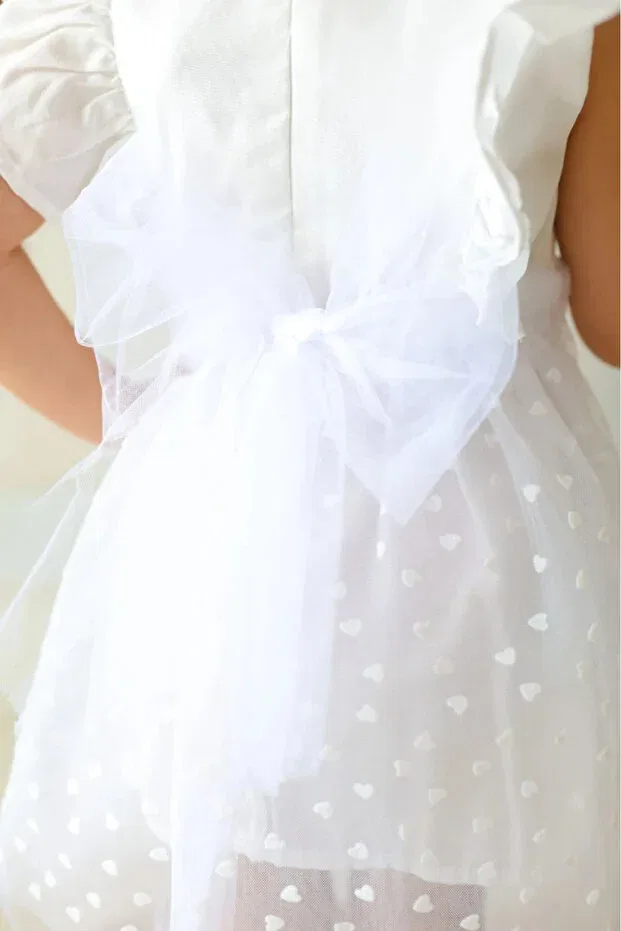Детское платье для девочек с принтом Heart Tutu Aysskids, White — фото 2