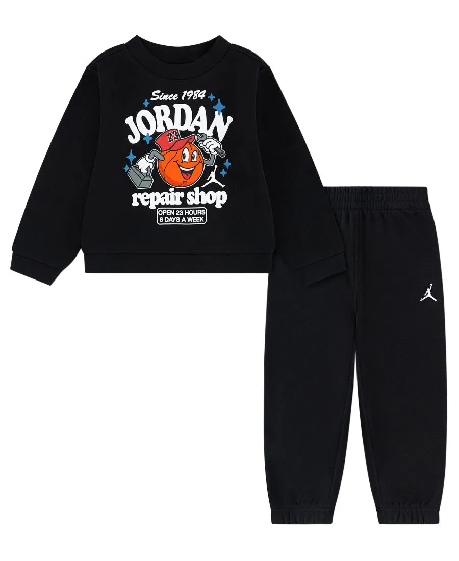 Комплект из лонгслива с принтом и брюк Jordan, Black