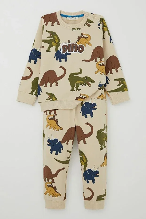 Детский спортивный комплект для мальчиков с принтом Roaring Dinosaurs Pattern Breeze, Nude Color — фото 2