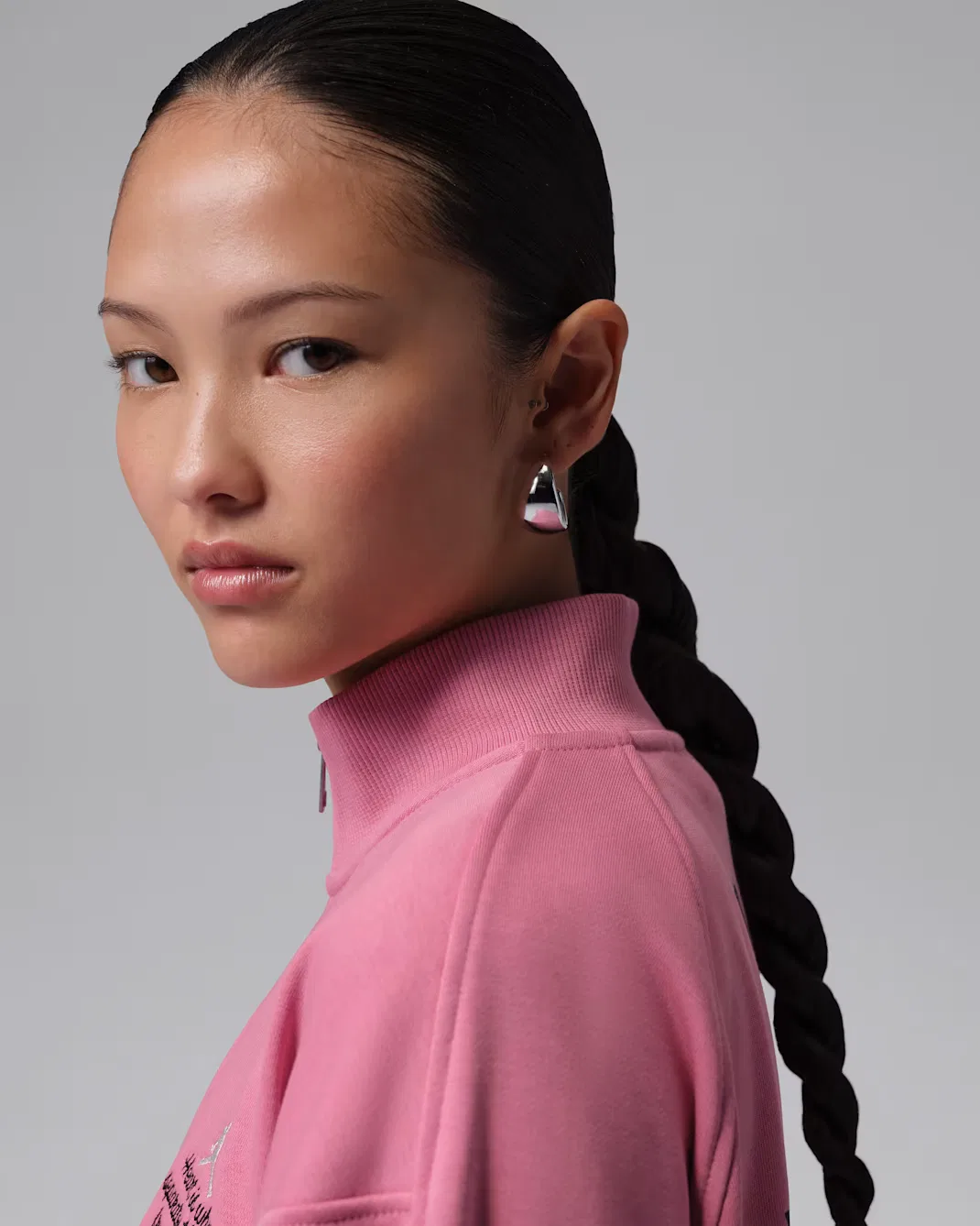 Укороченный женский топ с молнией на четверть длины Jordan Brooklyn Fleece, Desert Berry/Sail — фото 3
