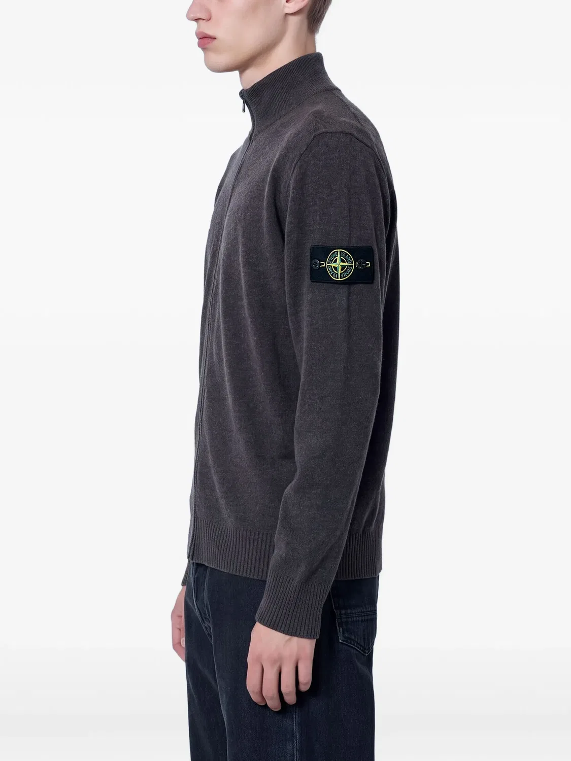 Stone Island Шерстяной свитер на молнии коричневый — фото 2