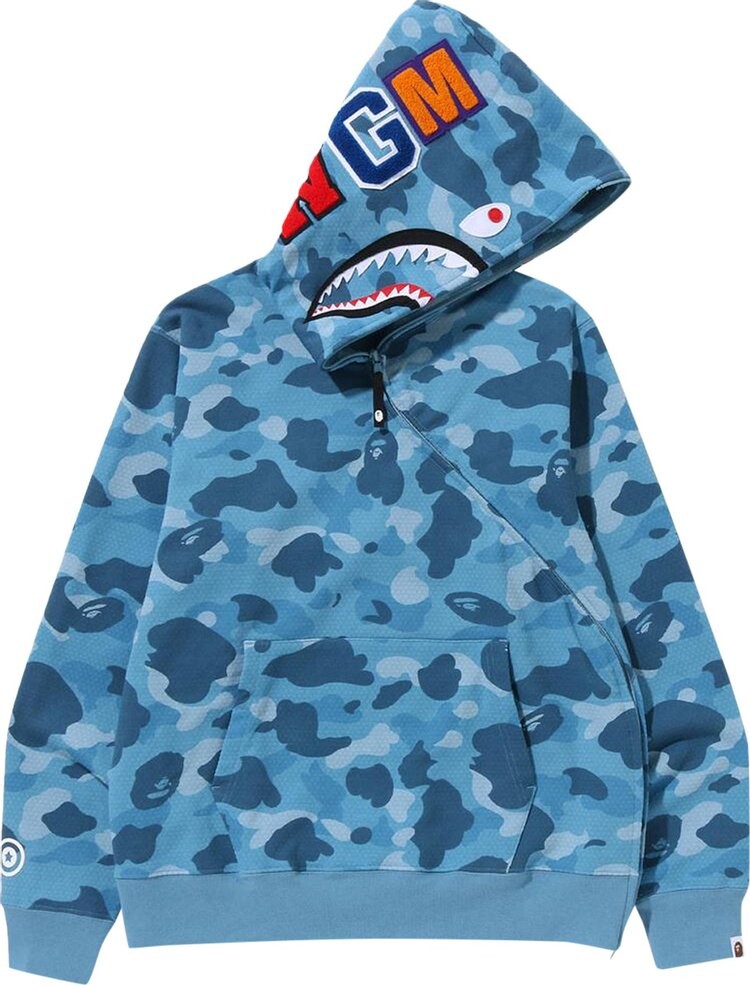 

Худи BAPE Honeycomb Camo Shark Full Zip Hoodie 'Blue', синий