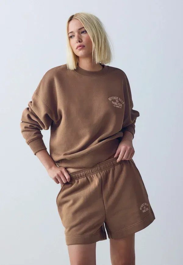 Брюки хлопок Set tracksuit bottoms Next, коричневый — фото 3