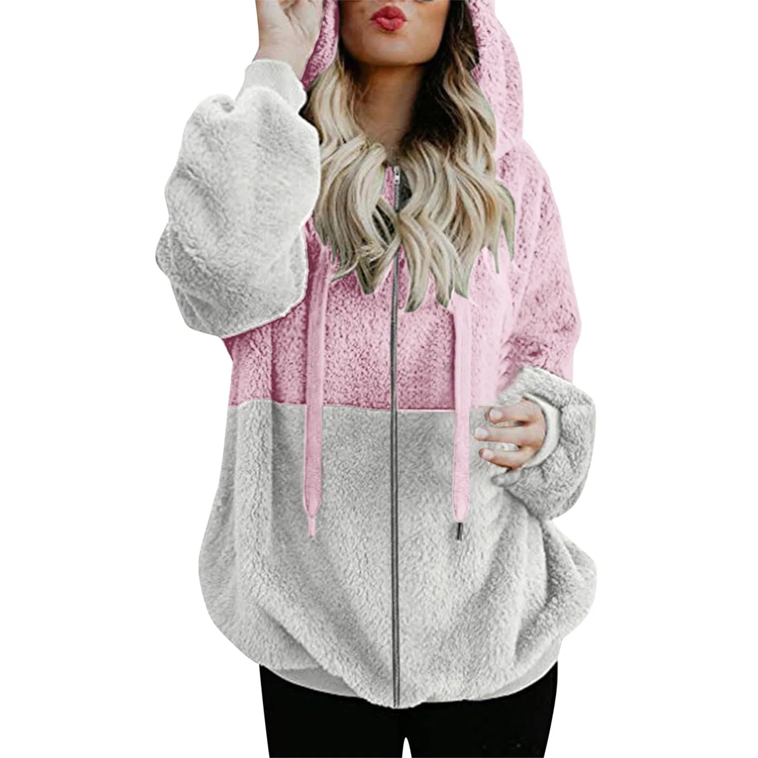 Женская куртка из флиса с капюшоном Teddy, Colore: Rosa