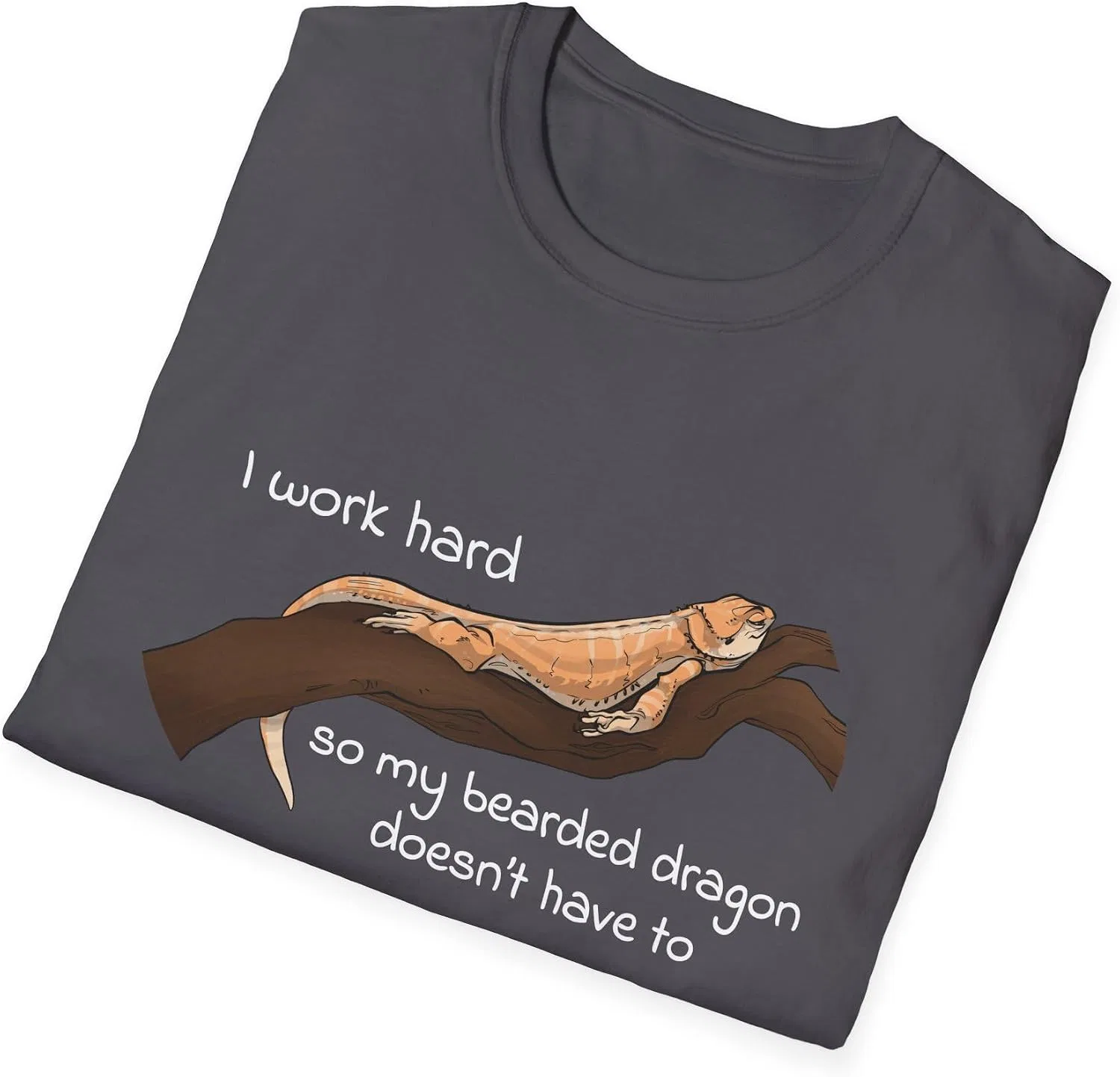 Женская футболка с принтом Funny Bearded Dragon, тёмно-серый — фото 4