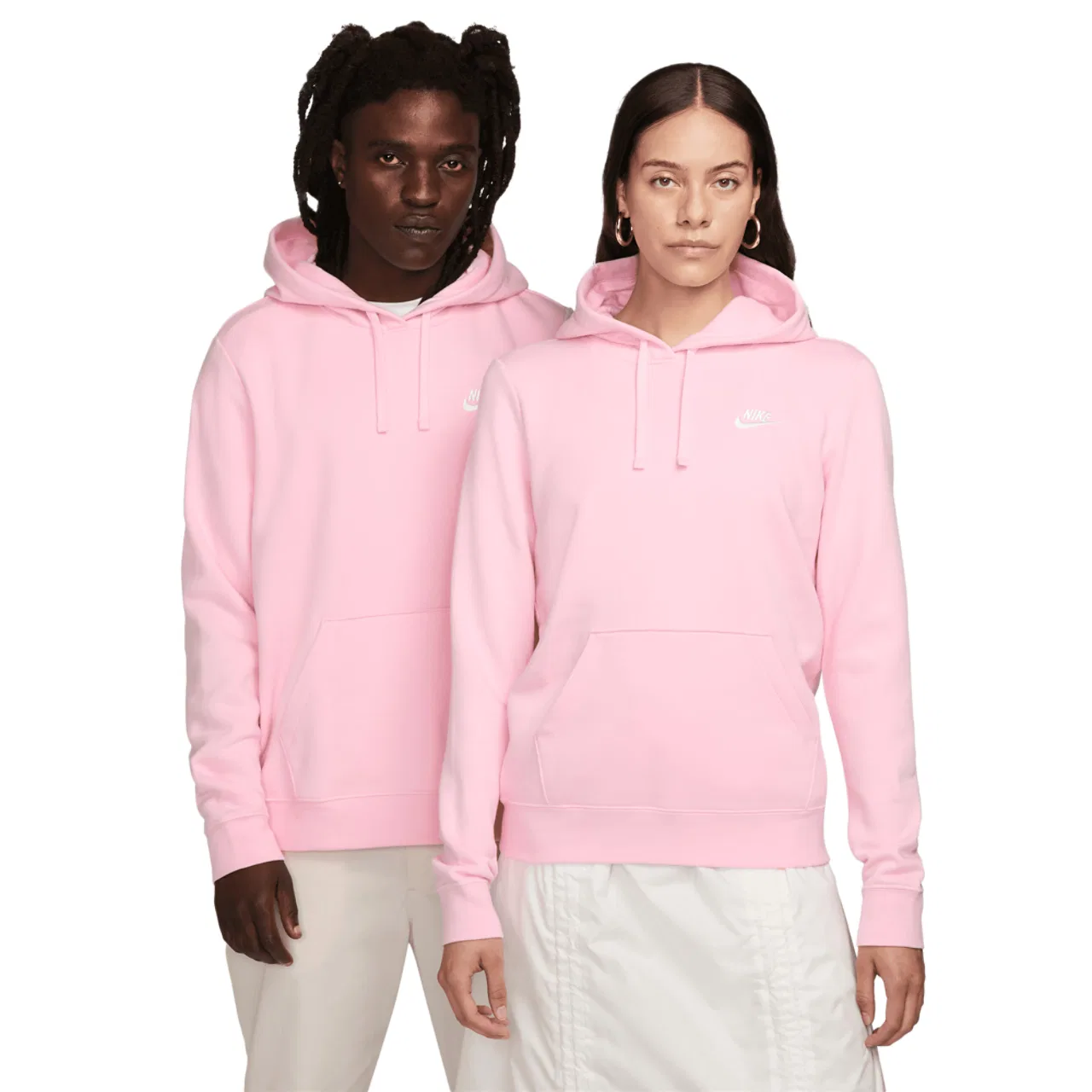 Женское худи Club Fleece PO Nike, цвет White/Med Soft Pink