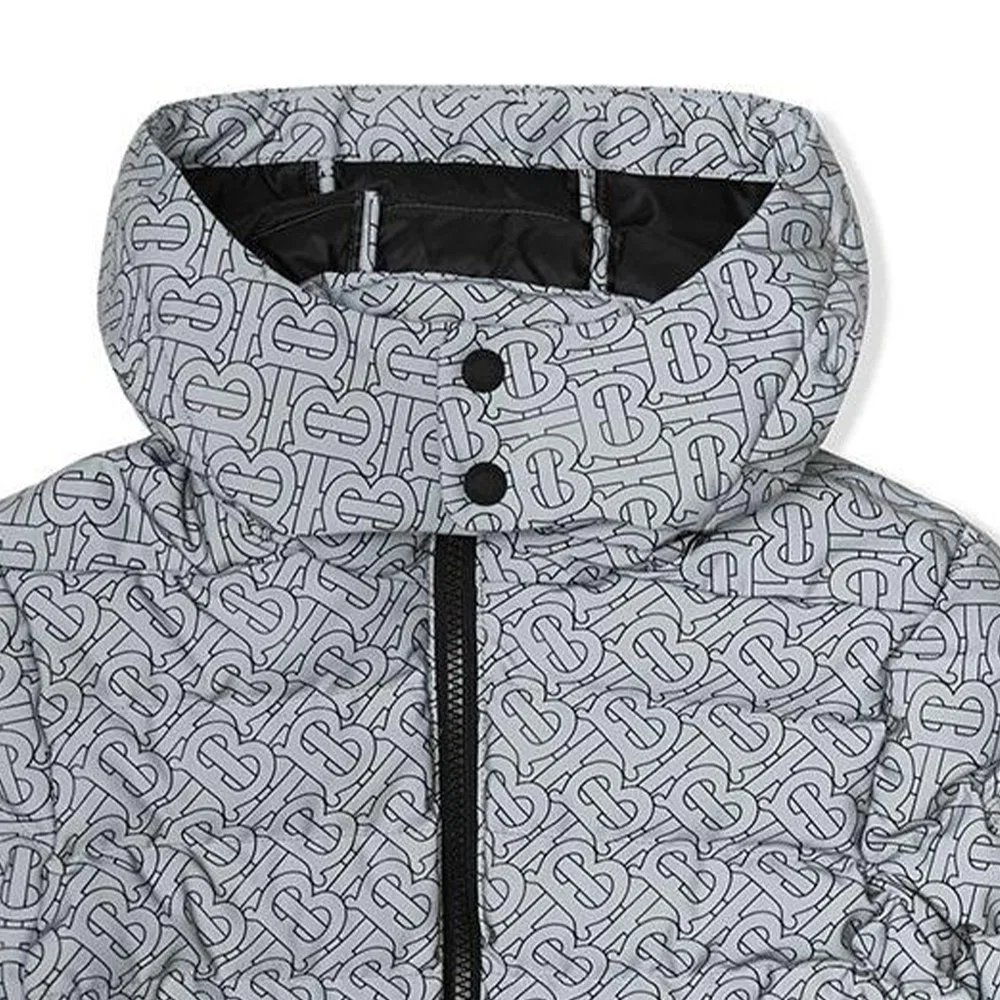 Детский пуховик с высоким воротником Burberry, Gray — фото 4