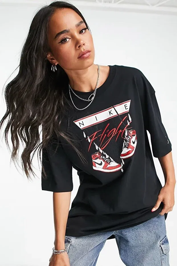 Женская футболка с принтом Jordan Flight Women's Oversized T-Shirt Nike, Black