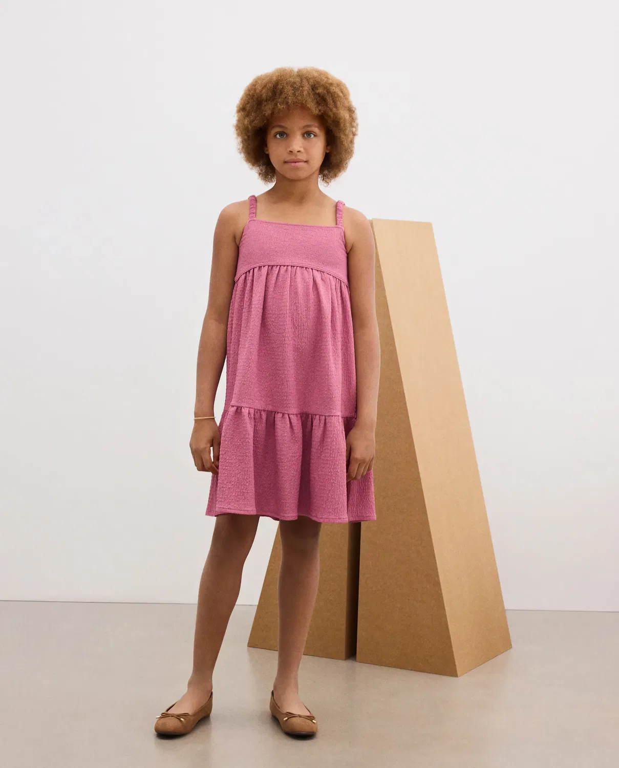 Детское платье для девочек из жатого полиэстера Kids El Corte Inglés, Ciruela
