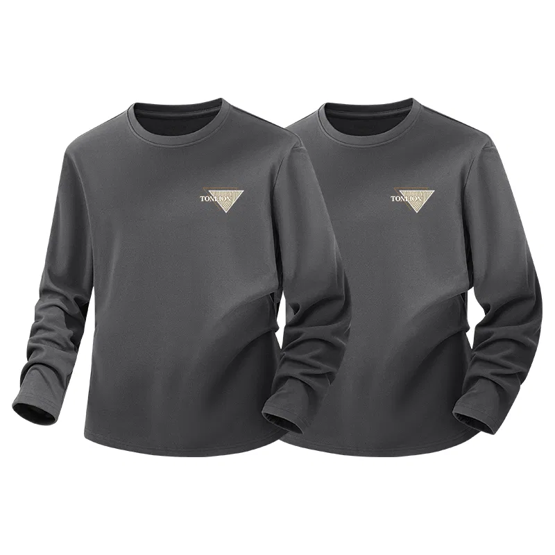 Детские футболки с длинным рукавом Tonlion, Classic Small Round Neck Heather Grey