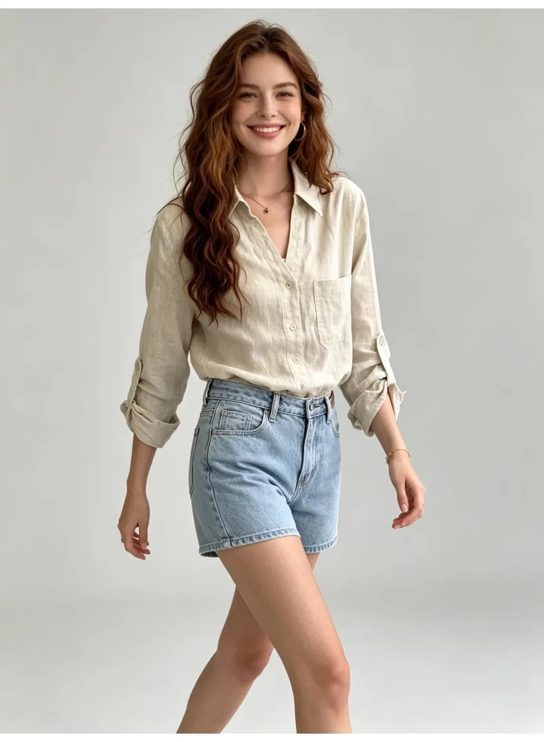 Рубашка с длинным рукавом и отложным воротником Zara — фото 2