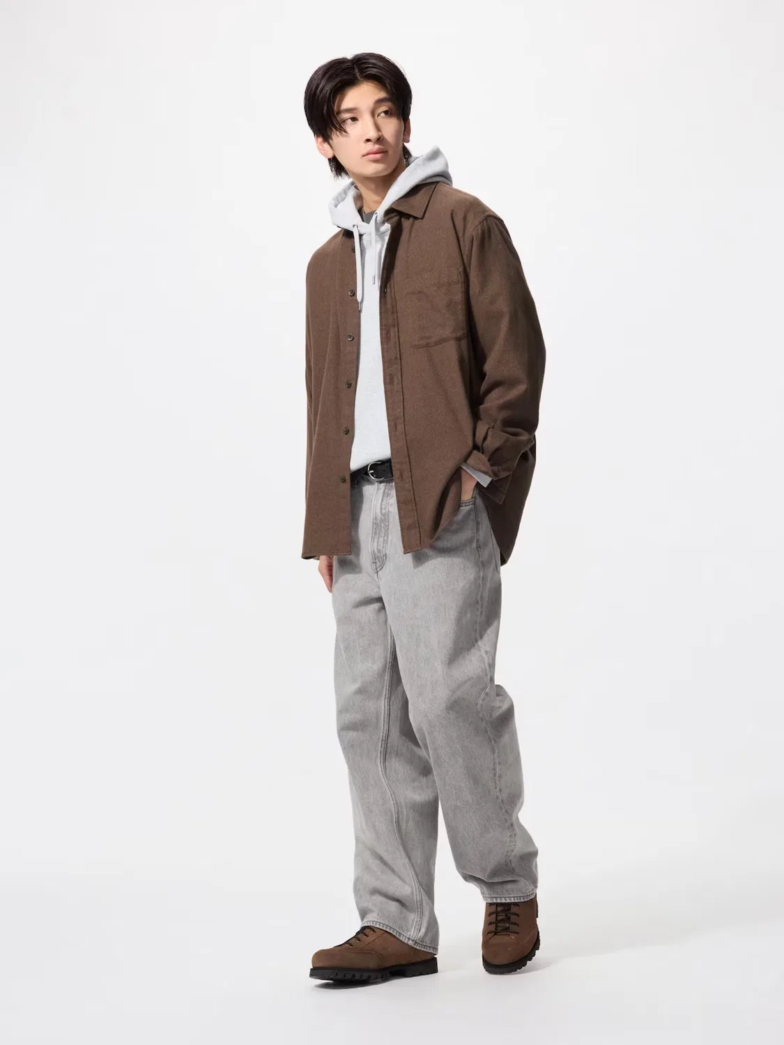 Рубашка фланелевая Uniqlo, серая — фото 2