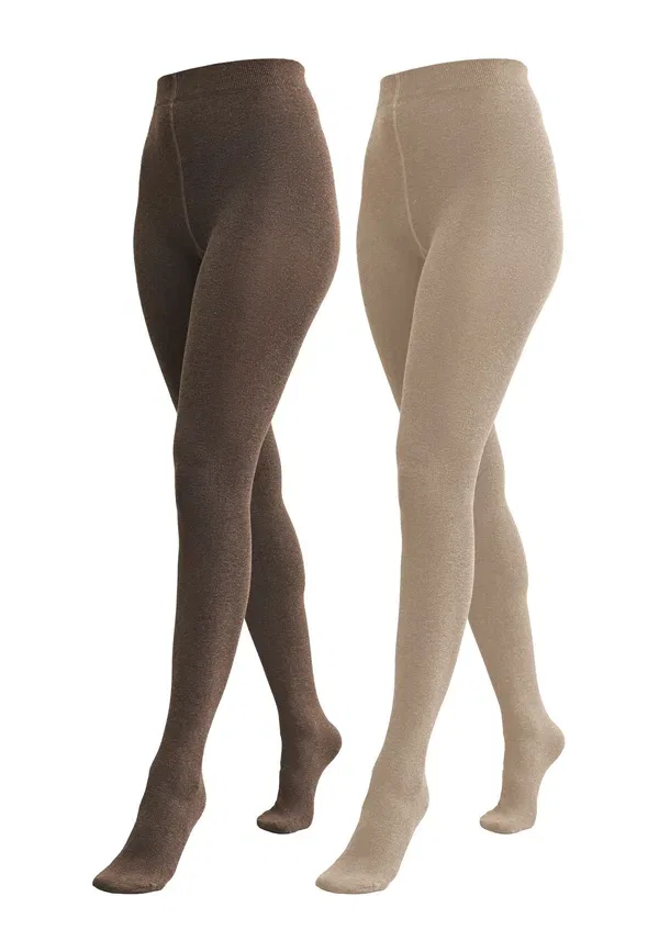 Двухпарные колготки из хлопка Two pack Next Oatmeal Neutral Marl, овсяный — фото 4