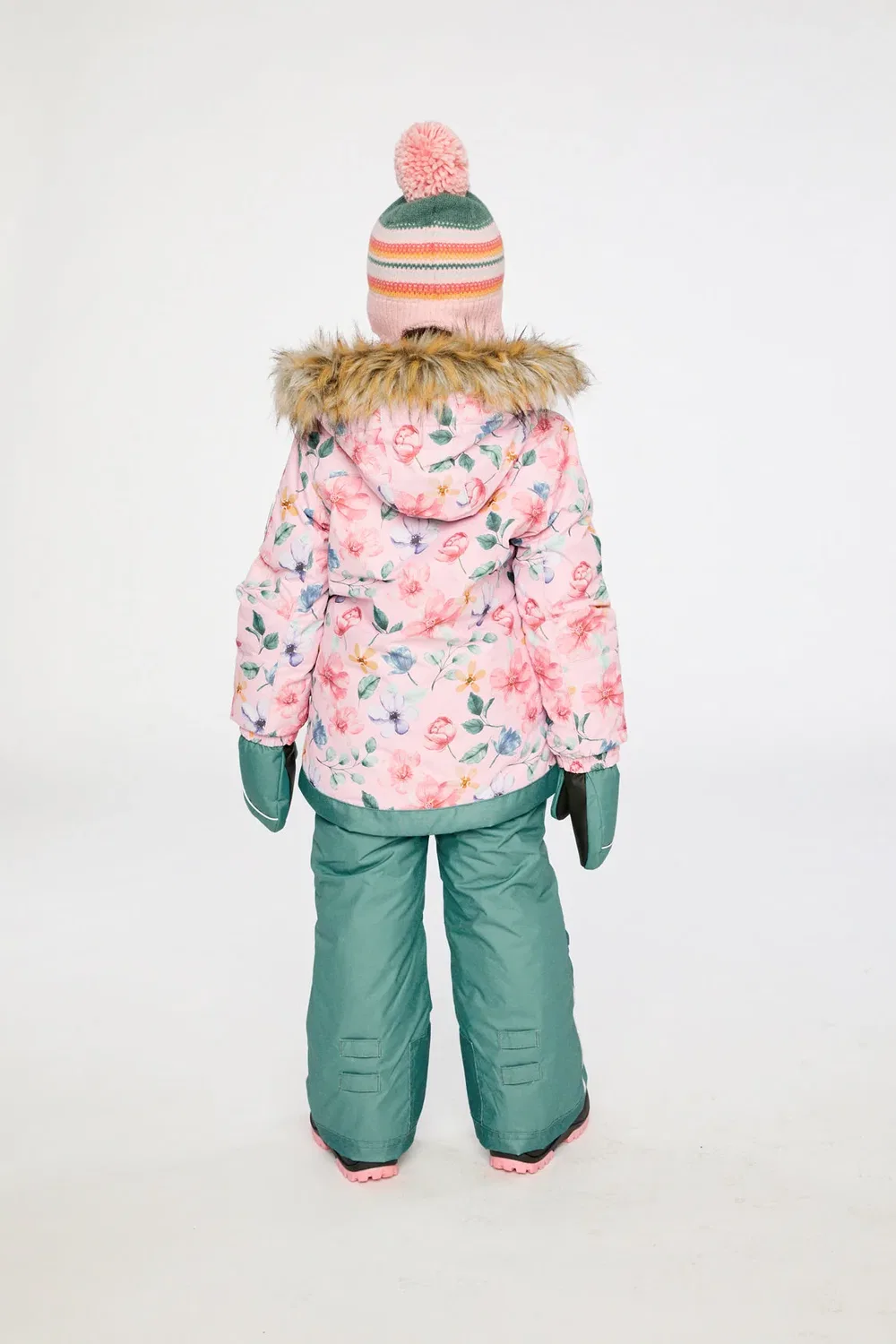 Детский зимний комплект из куртки и штанов с цветочным принтом Deux par Deux, Pink Flower Print — фото 3