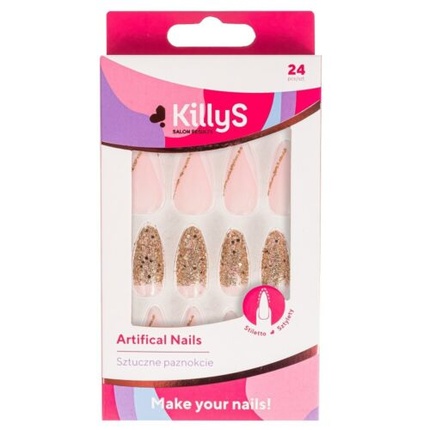 

Искусственные ногти Stiletto Golden Glitter French Assorted