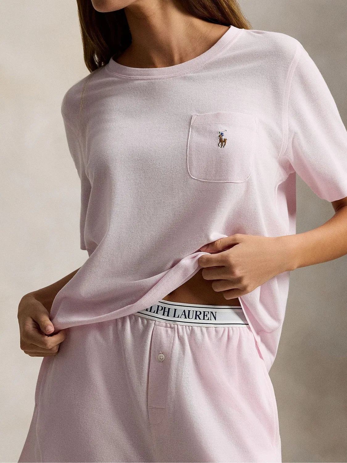 Пижама из пике Polo Ralph Lauren, розовый — фото 4