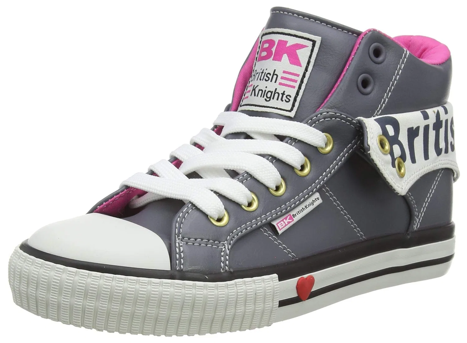 Детские кроссовки для девочек с принтом Roco BK British Knights, Grey Dk Fuchsia