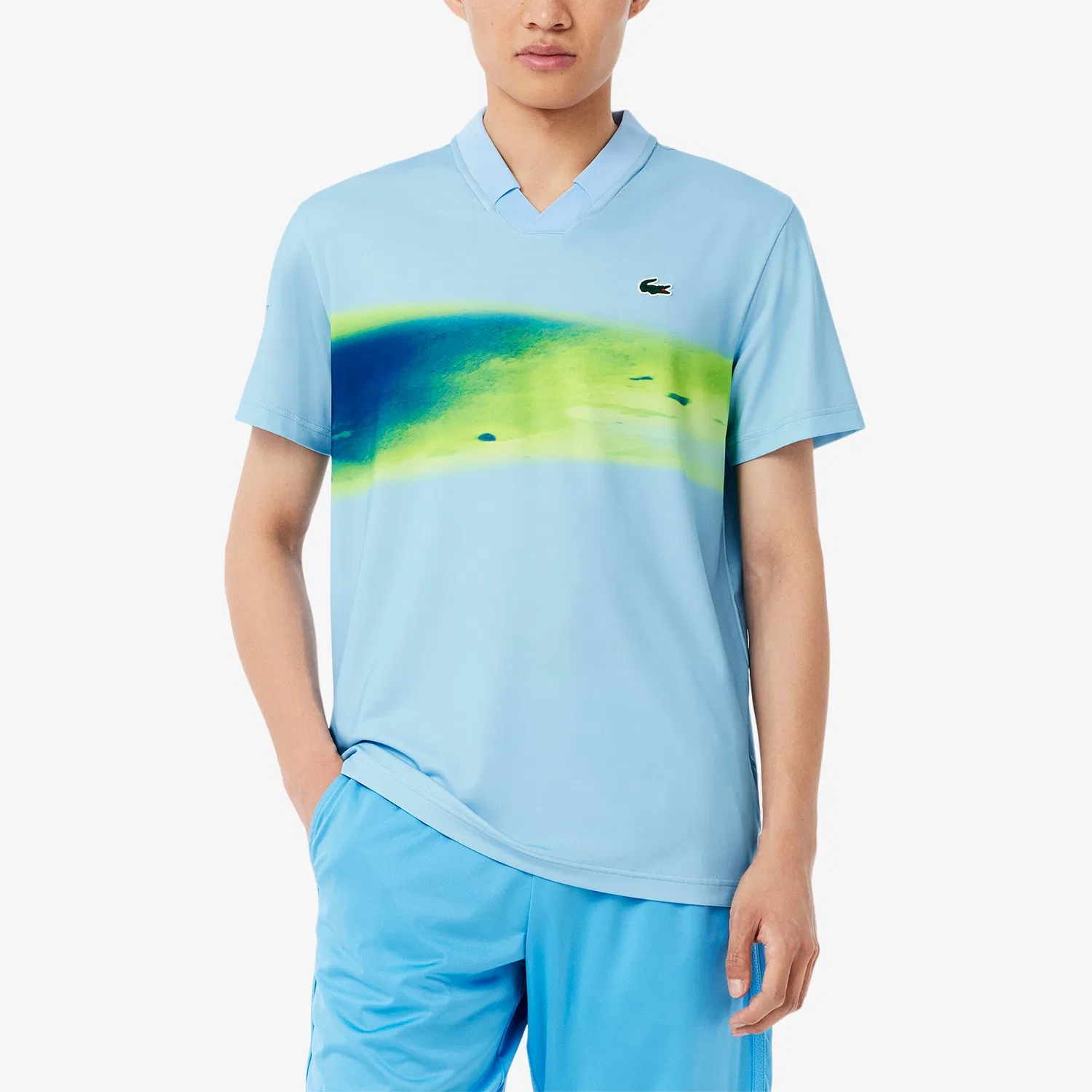 Мужское поло Lacoste, классический крой, синий — фото 3