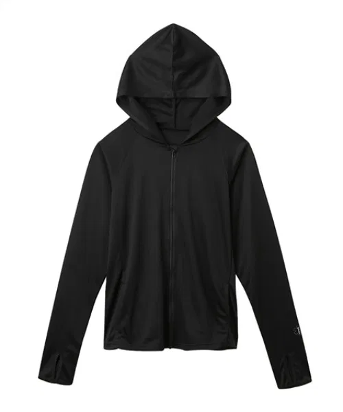 Детская куртка-рашгард с длинным рукавом с капюшоном QUNTSTYLE, Black