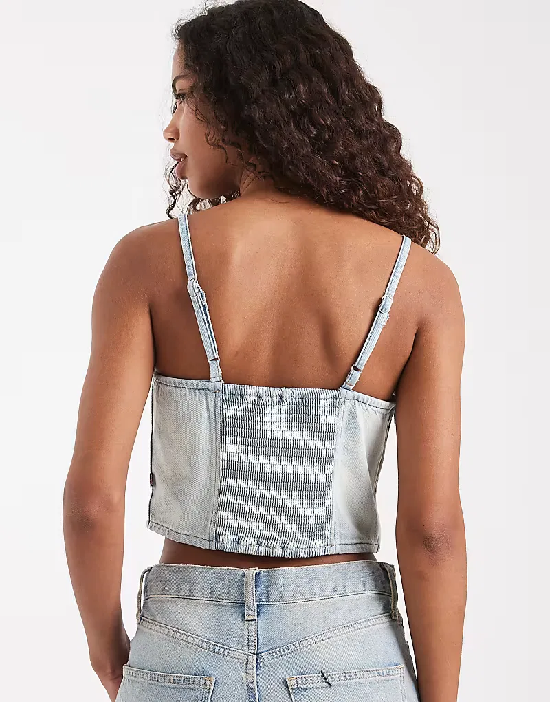 Джинсовая блузка Levi's с квадратным вырезом, синий — фото 4