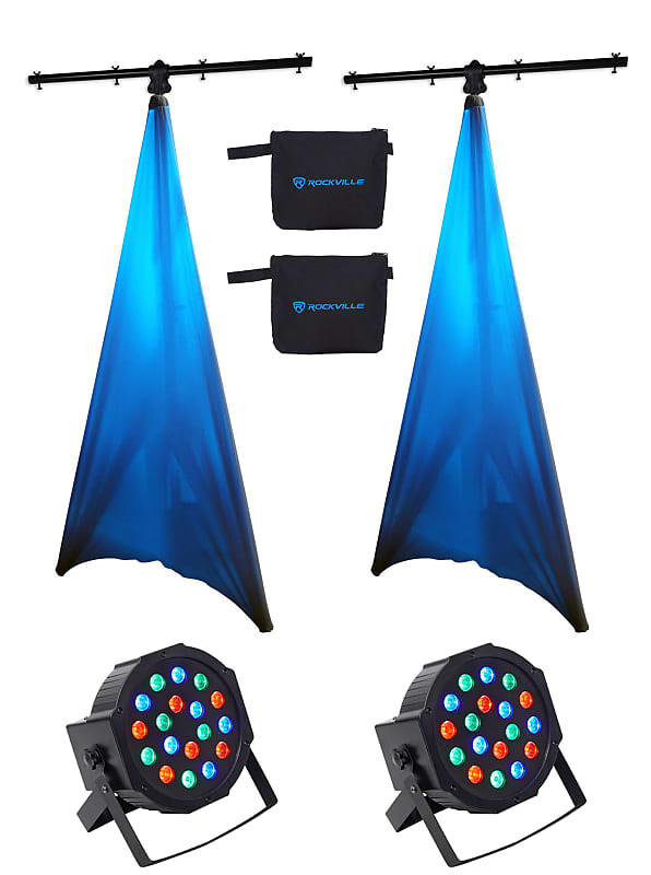 

(2) Подставки Rockville Lighting Tree Stands+(2) Белые сетки+(2) Par Can RGB Wash Lights (2) RVLS1+(2) RSC7W+(2) FHB118PAR