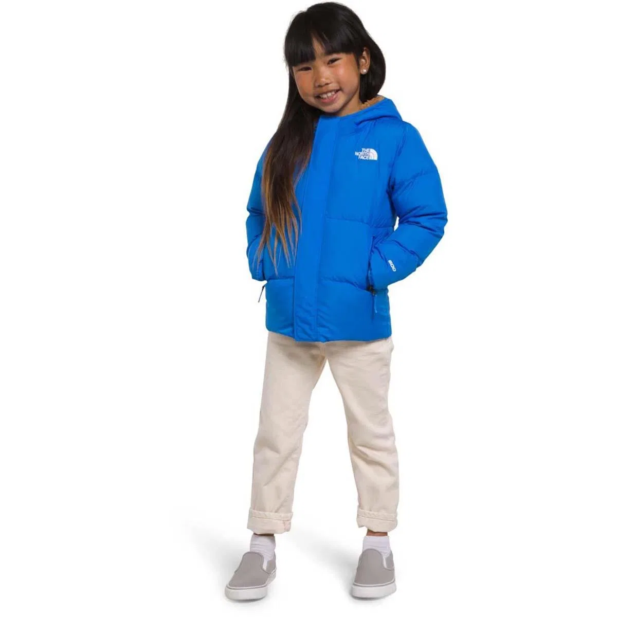 Куртка детская утепленная с капюшоном North Face, Optic Blue