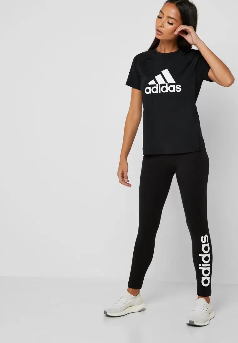 Леггинсы с принтом Essential Linear Adidas, черный