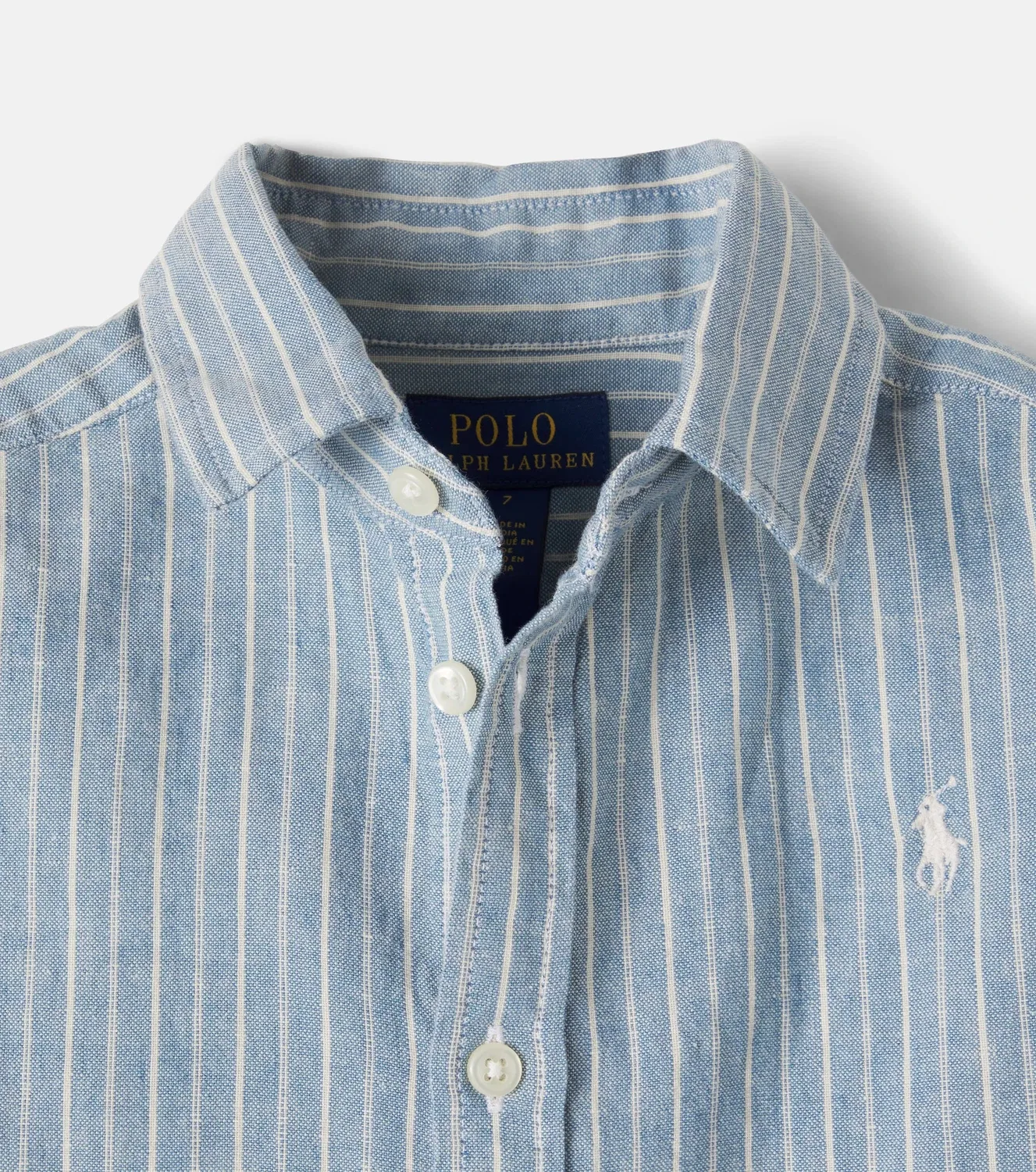 Рубашка из льна и хлопка Polo Ralph Lauren Kids, синий — фото 4