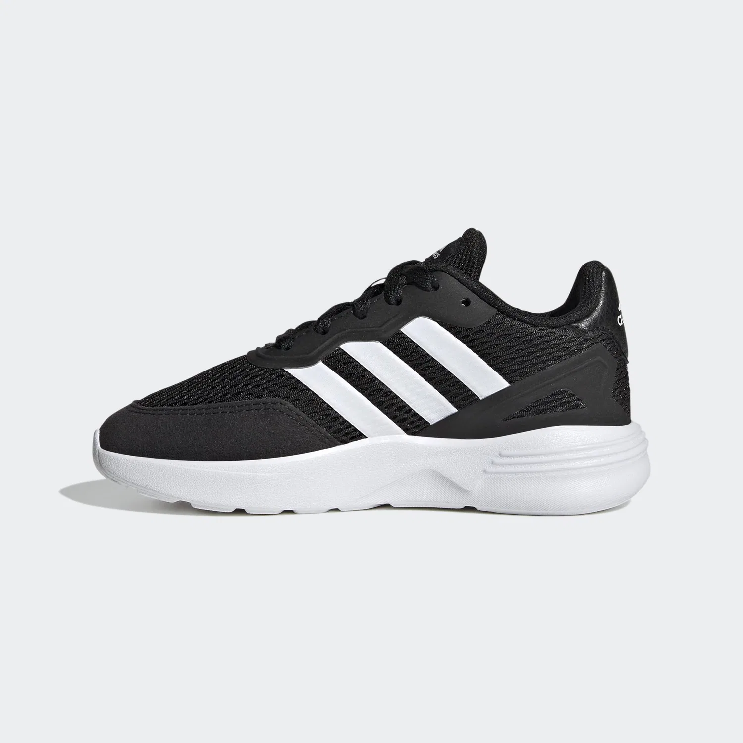 Детские кроссовки для мальчиков с шнуровкой Nebzed Lifestyle Lace Running Adidas, Core Black Cloud White Cloud White — фото 2