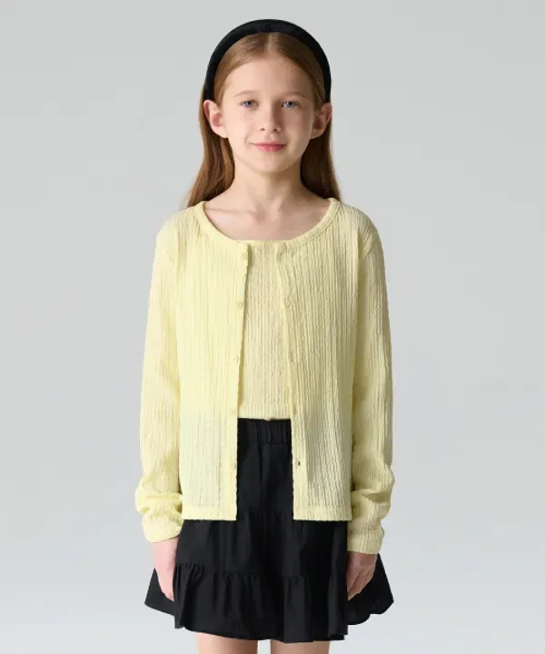 Кардиган-жилет из жатого джерси, Musinsa Standard Kids, лимонный