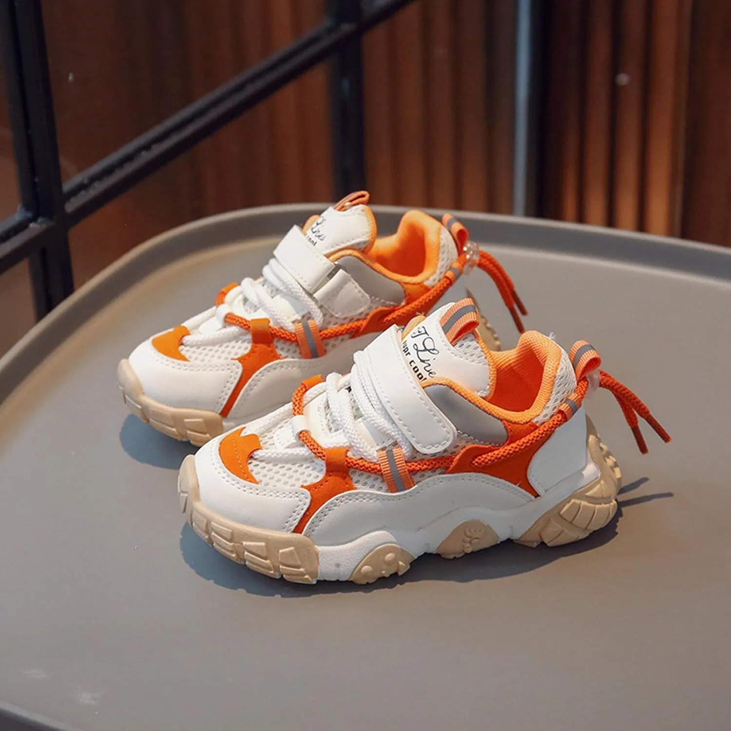 Детские кроссовки для бега и ходьбы с дышащим верхом, Orange — фото 2