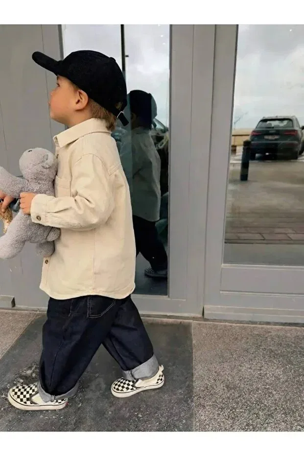 Детская рубашка для мальчиков хлопковая Denim Teeny Weeny Kids, Beige — фото 3