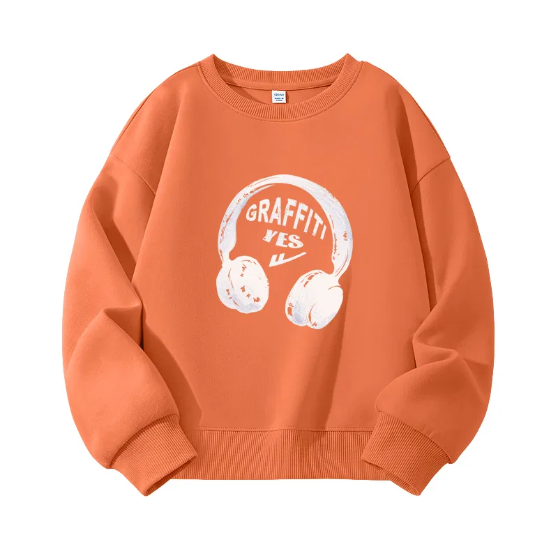 Детский свитшот в стиле хип-хоп Warm Orange Headphones WARRIOR