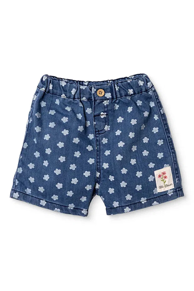 Детские шорты для девочек джинсовые с принтом Hellobaby Ebebek Hello Baby, Indigo Printed