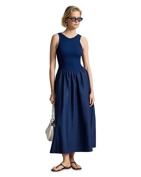 Женское платье приталенное Ponte Bodice Sleeveless Dress Ralph Lauren, Blue Cobalt