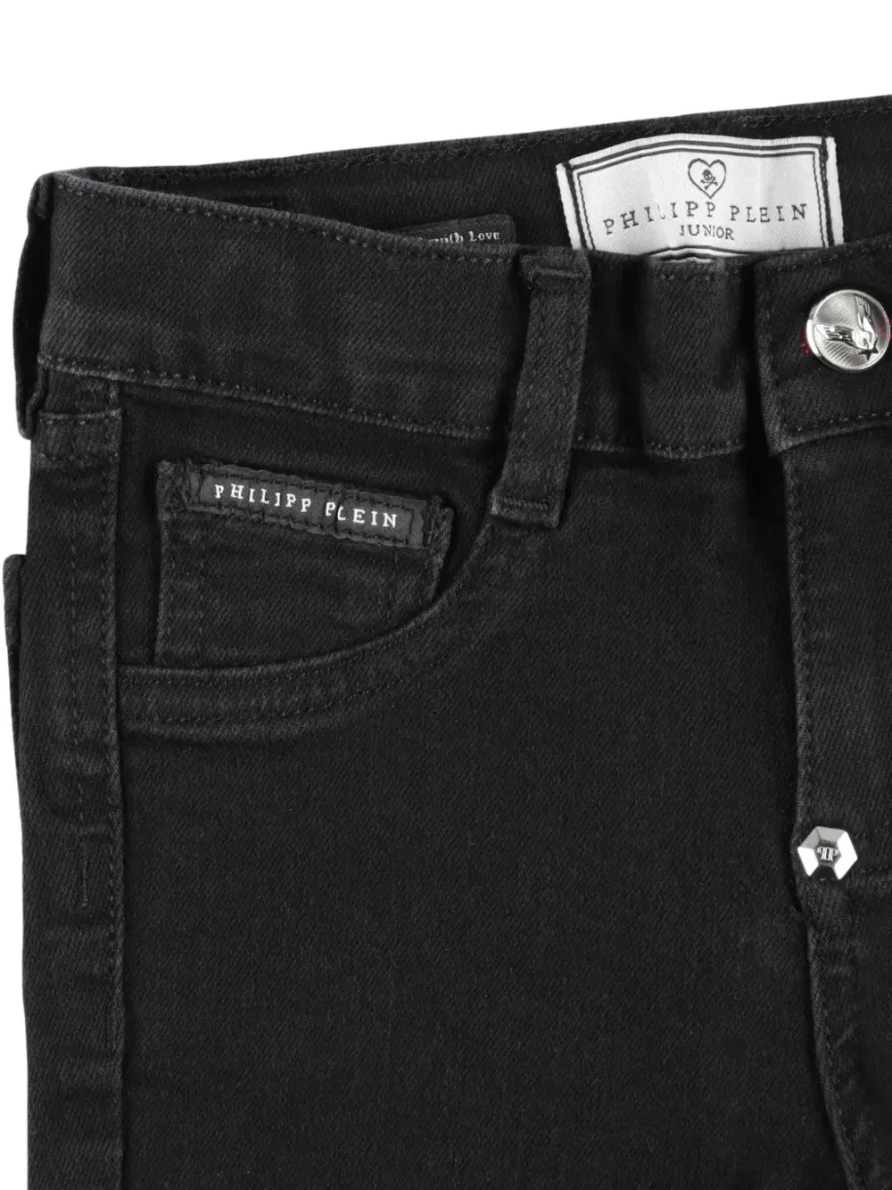 Джинсы с эффектом металлик Philipp Plein Junior, черный — фото 3