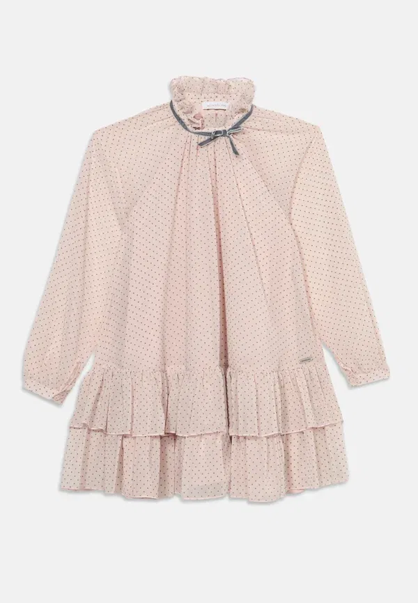Платье коктейльное с горошком Georgette Monnalisa, rosa antico/grigio, розовый/серый — фото 3