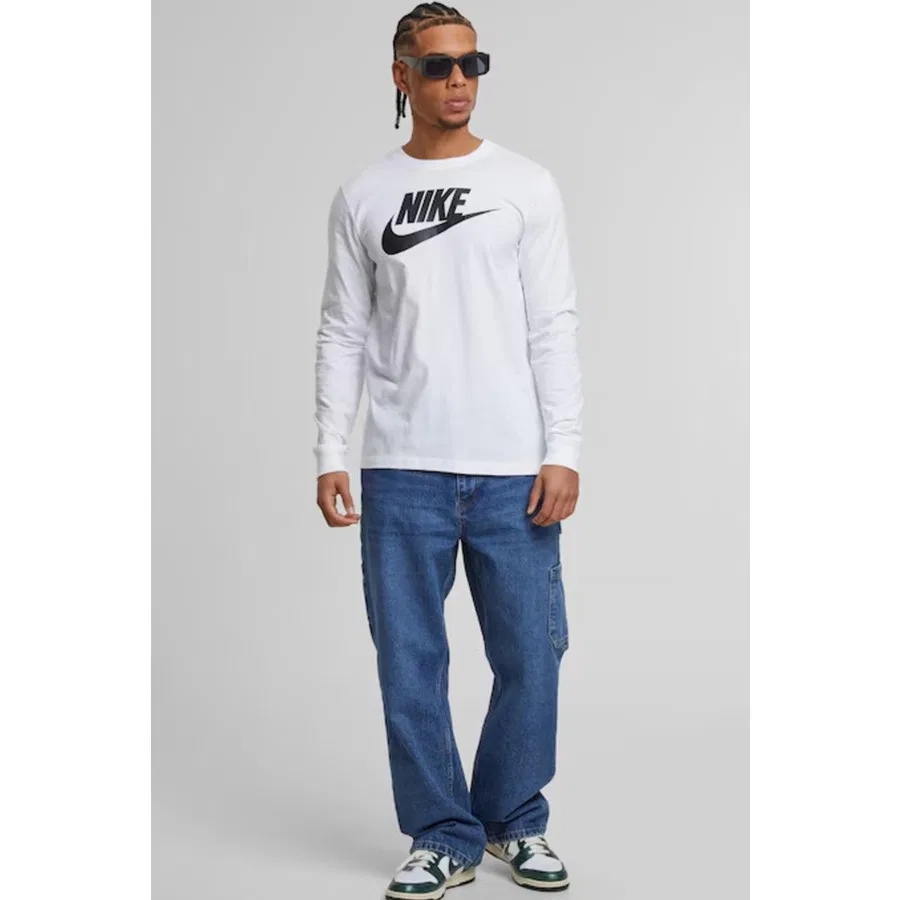 Мужская футболка с длинным рукавом с принтом Sportswear Club Icon Futura Nike, Белый — фото 4