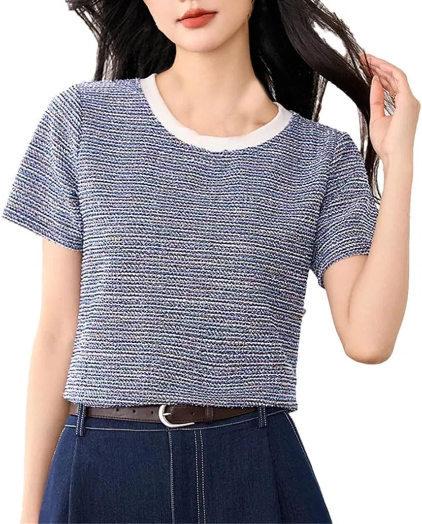 Женская футболка свободная Simple Short-Sleeved T-Shirt, Blue