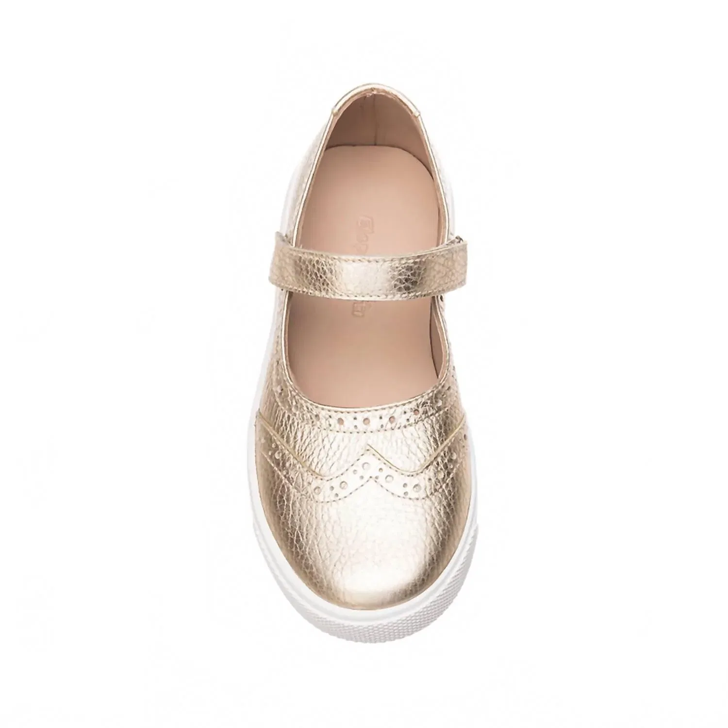 Детские кроссовки для девочек на липучке Mary Jane Sneaker Elephantito, Gold — фото 4