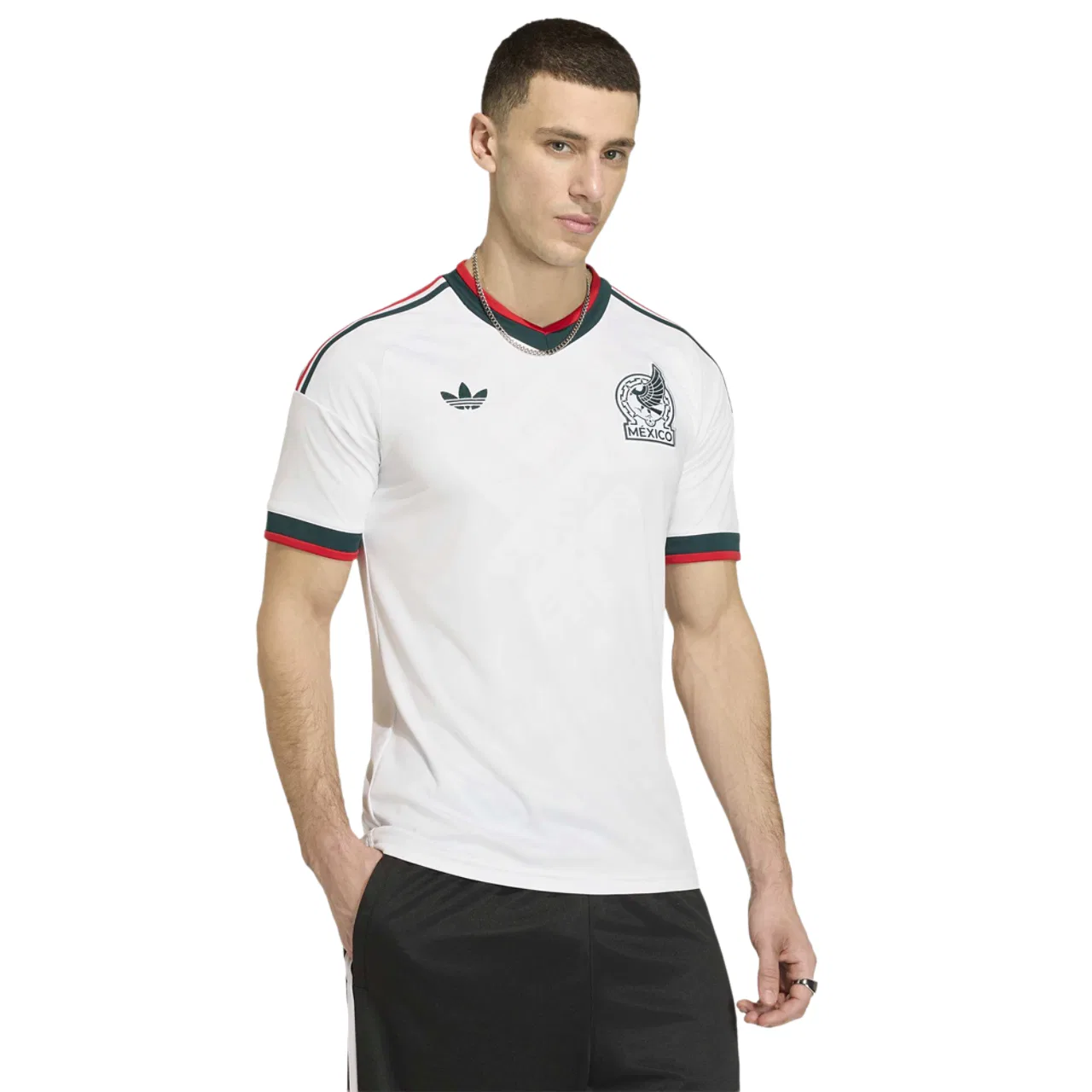 Мужская футболка с V-образным вырезом Mexico 26 Away Jersey, adidas, White — фото 3