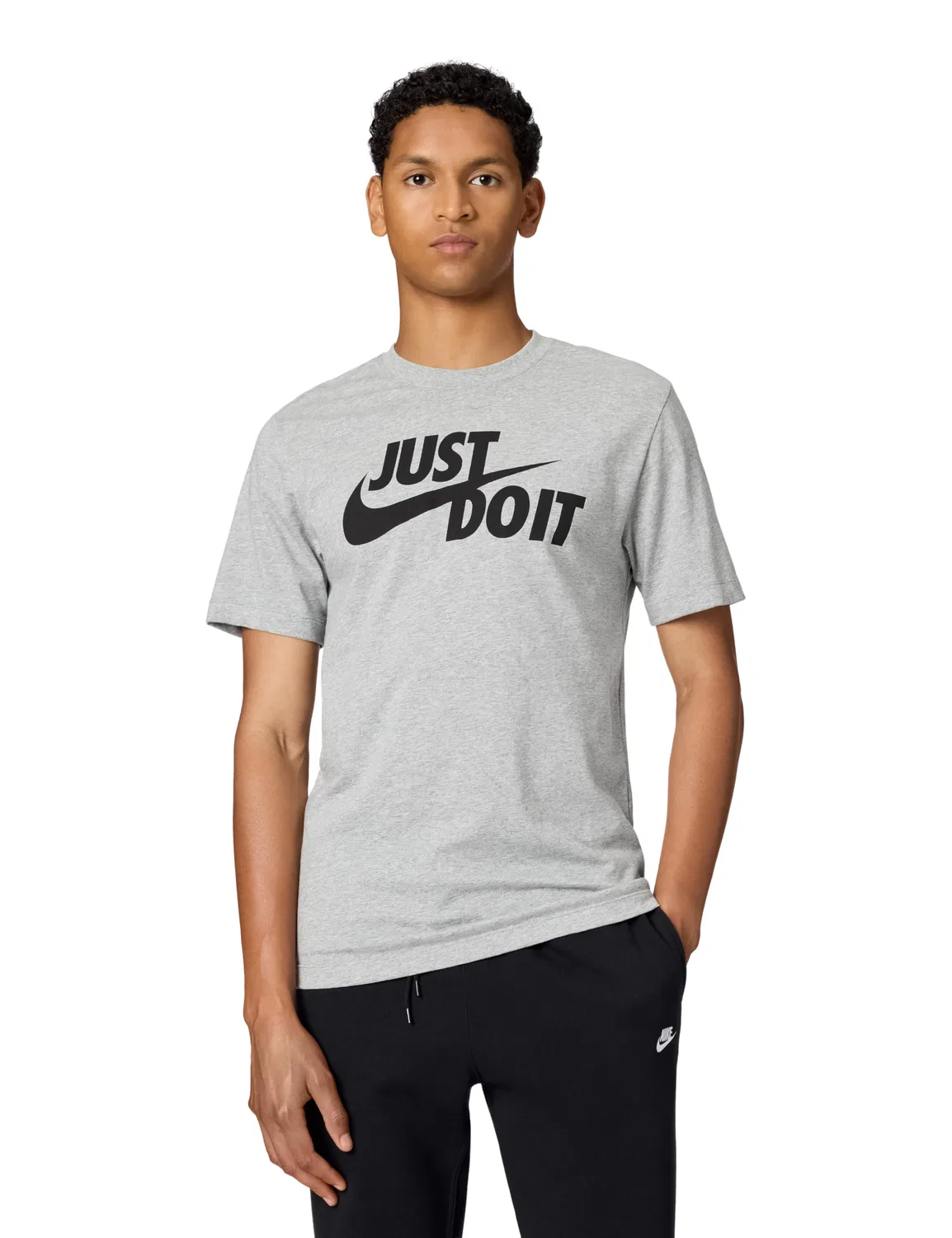 Мужская футболка с круглым вырезом NIKE, Dk Grey Heather/Black