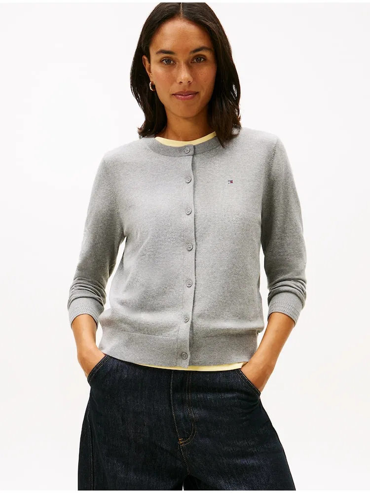 Кардиган хлопковый джерси Crew Neck TOMMY HILFIGER, Antique Silver