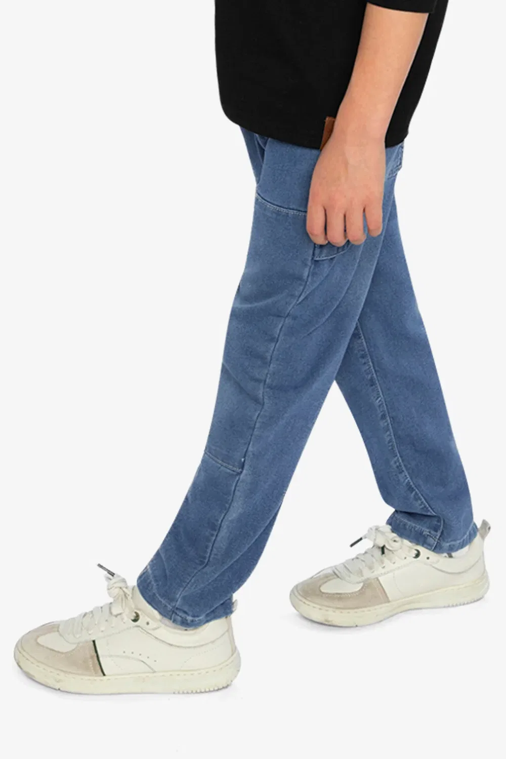 Детские брюки карго с карманами French Terry Denim Pants Deux par Deux, Light Blue Denim — фото 3