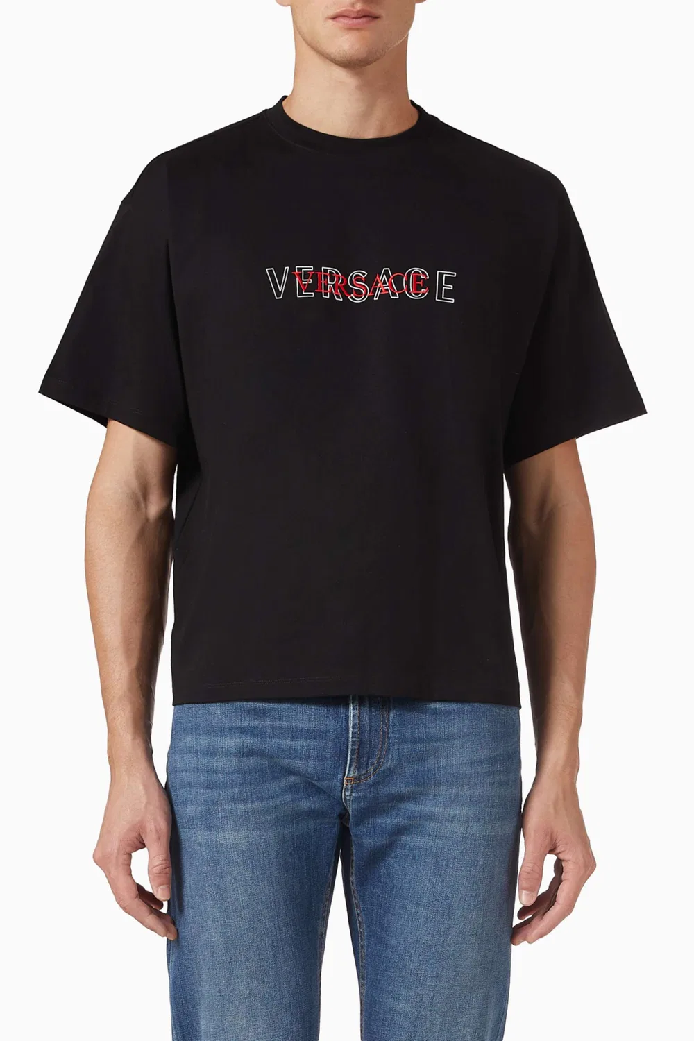 Футболка с коротким рукавом с вышитым логотипом Logo Embroidered Versace