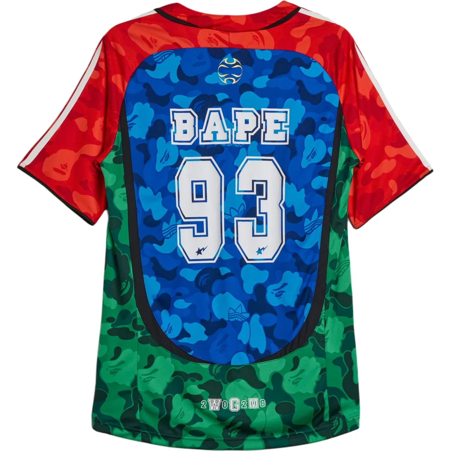 Мужская футболка с круглым вырезом Bape Collaboration Adidas Originals, Blue/Red/Green — фото 3