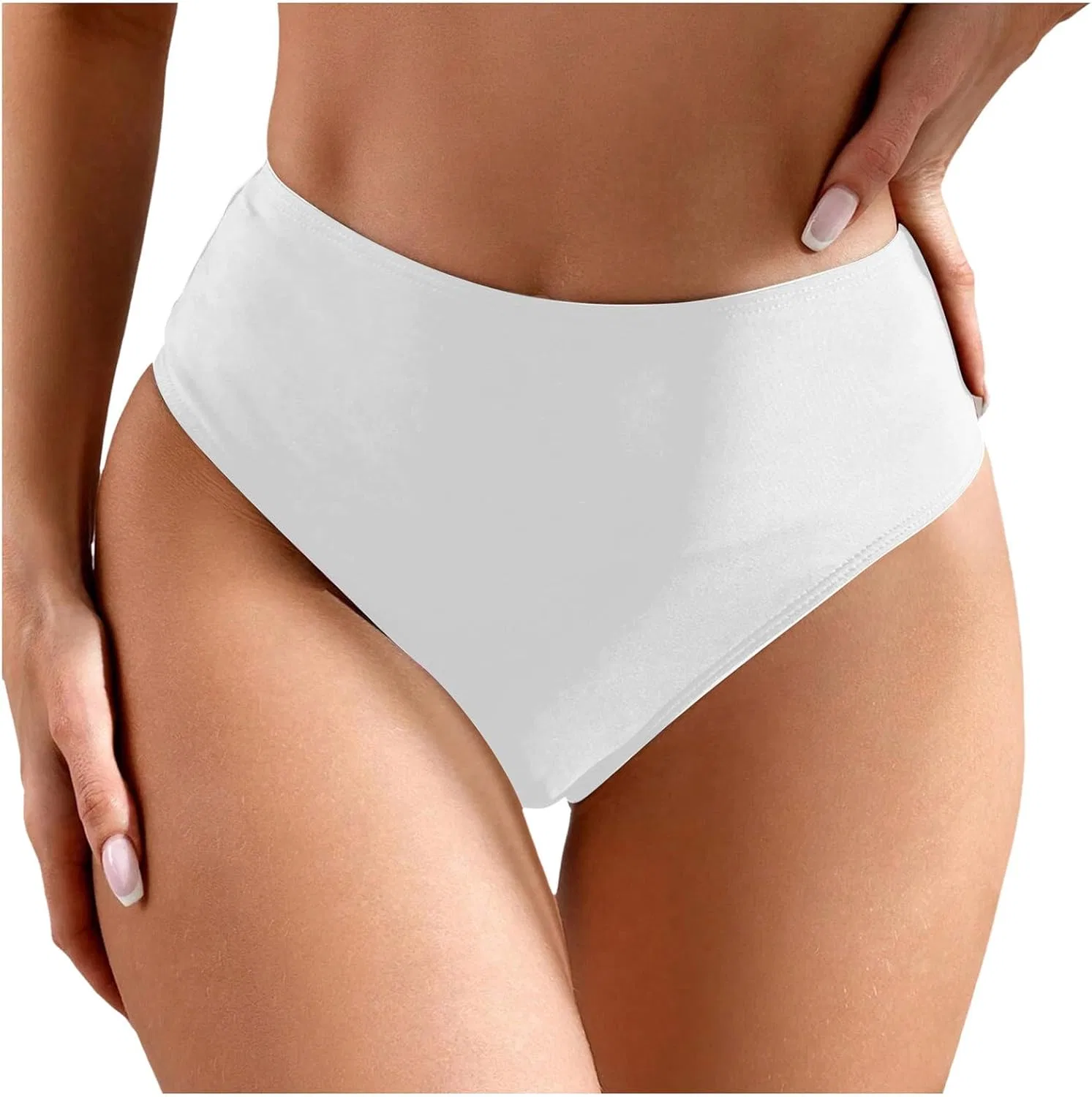 Женские бикини-шорты с высокой талией, Solid, White