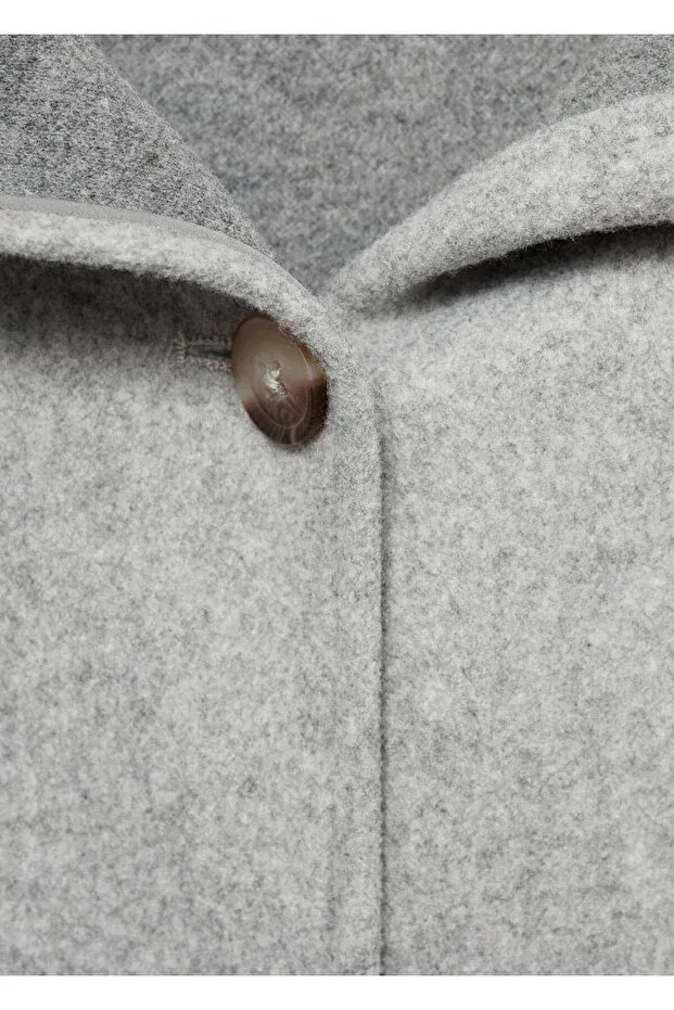 Детское пальто для девочек с капюшоном Mango Kids, Gray — фото 3